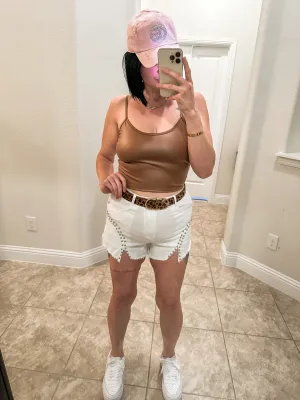 Brown Faux Leather Crop