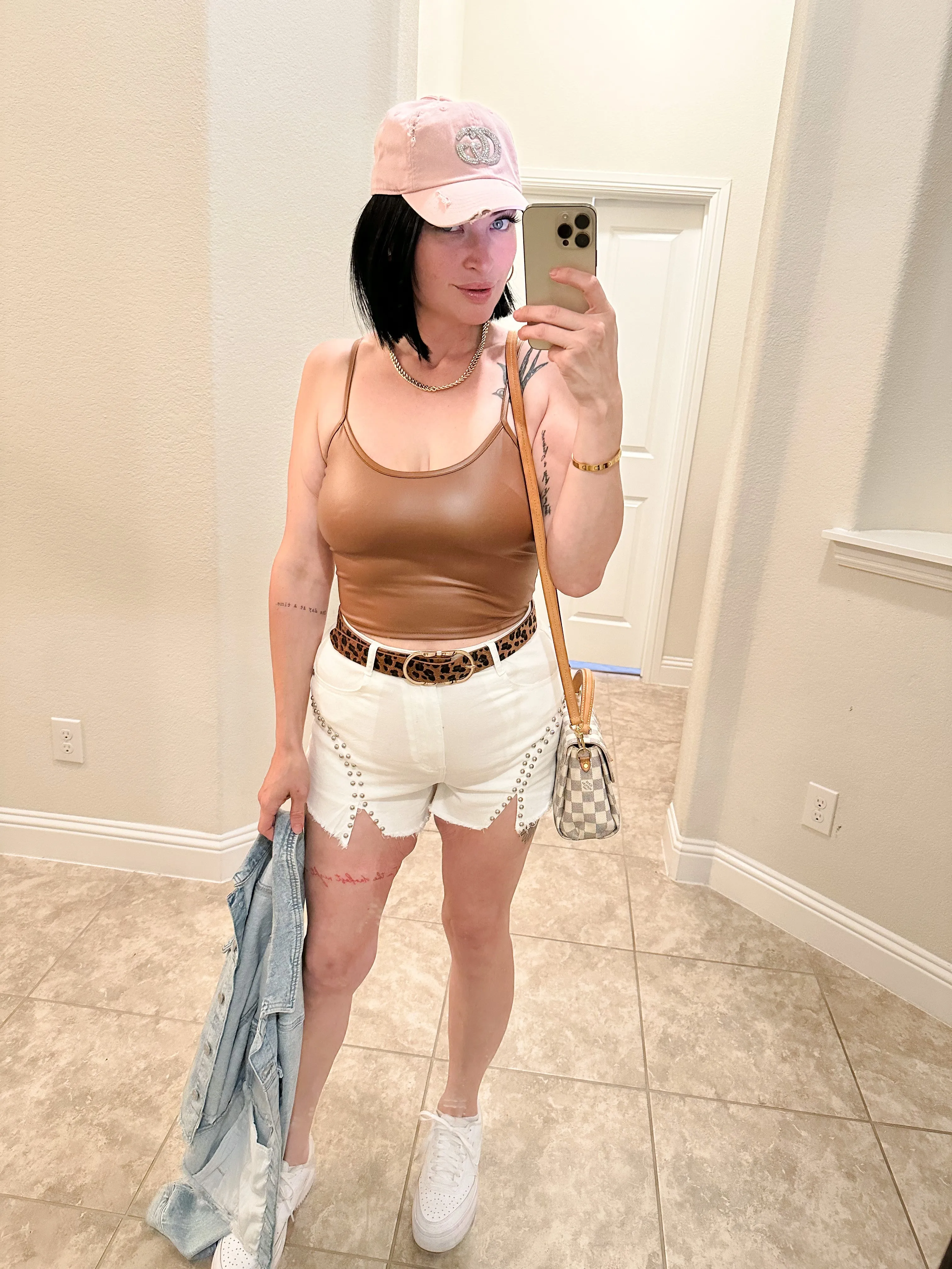 Brown Faux Leather Crop