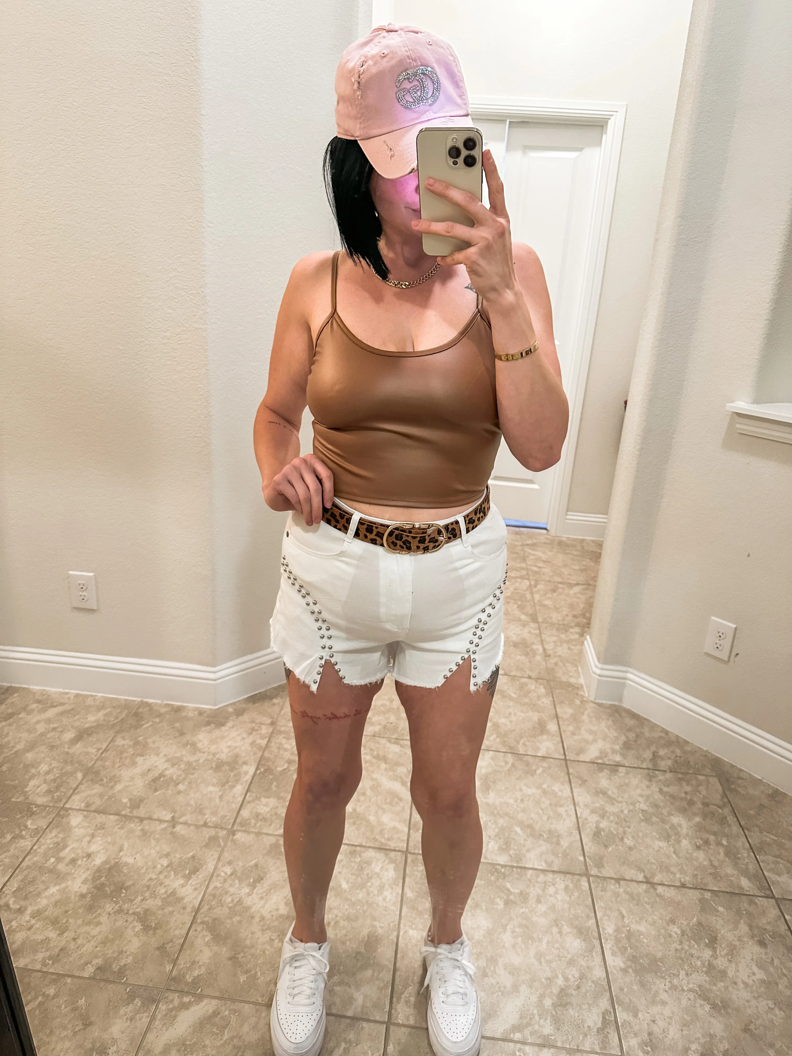 Brown Faux Leather Crop