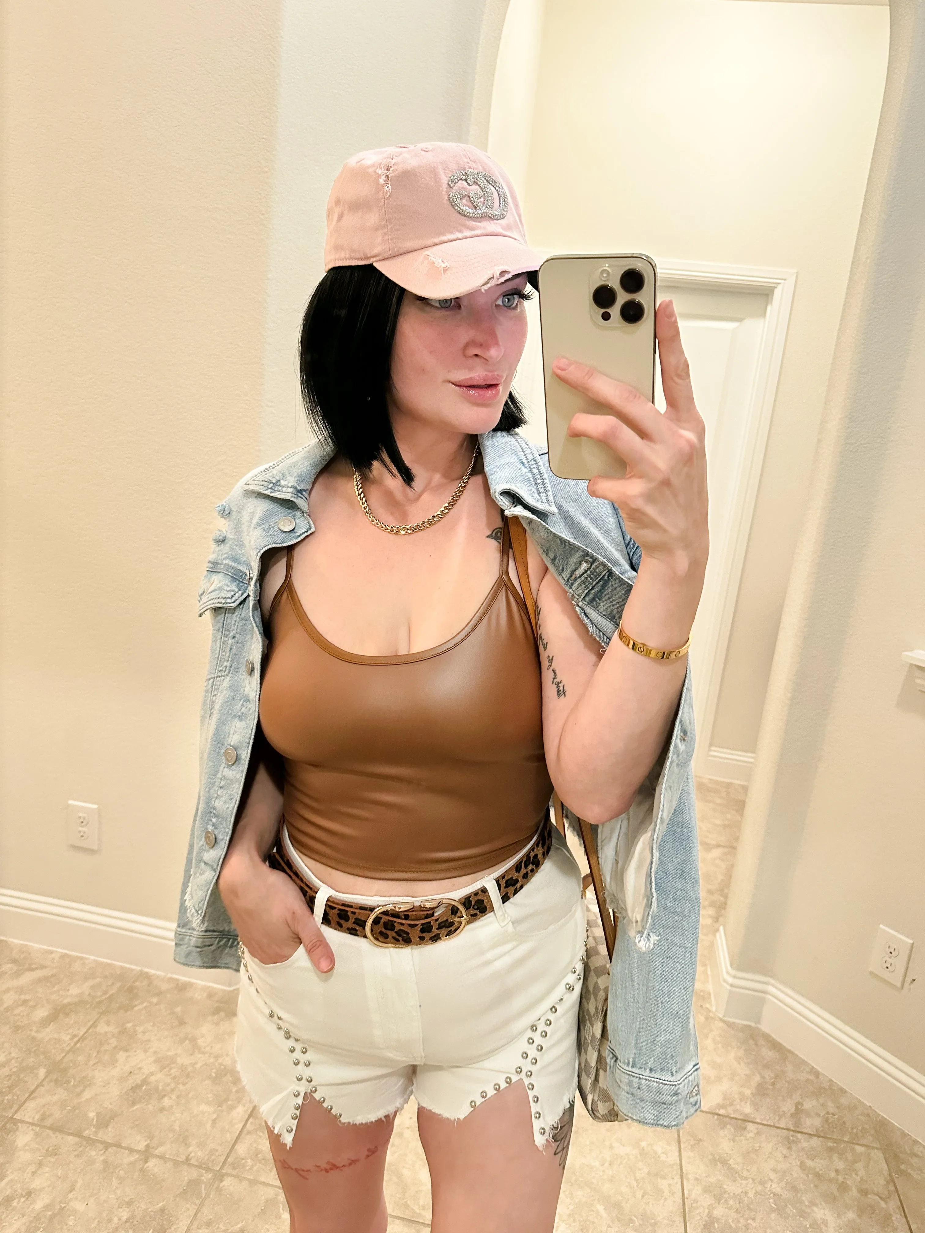 Brown Faux Leather Crop