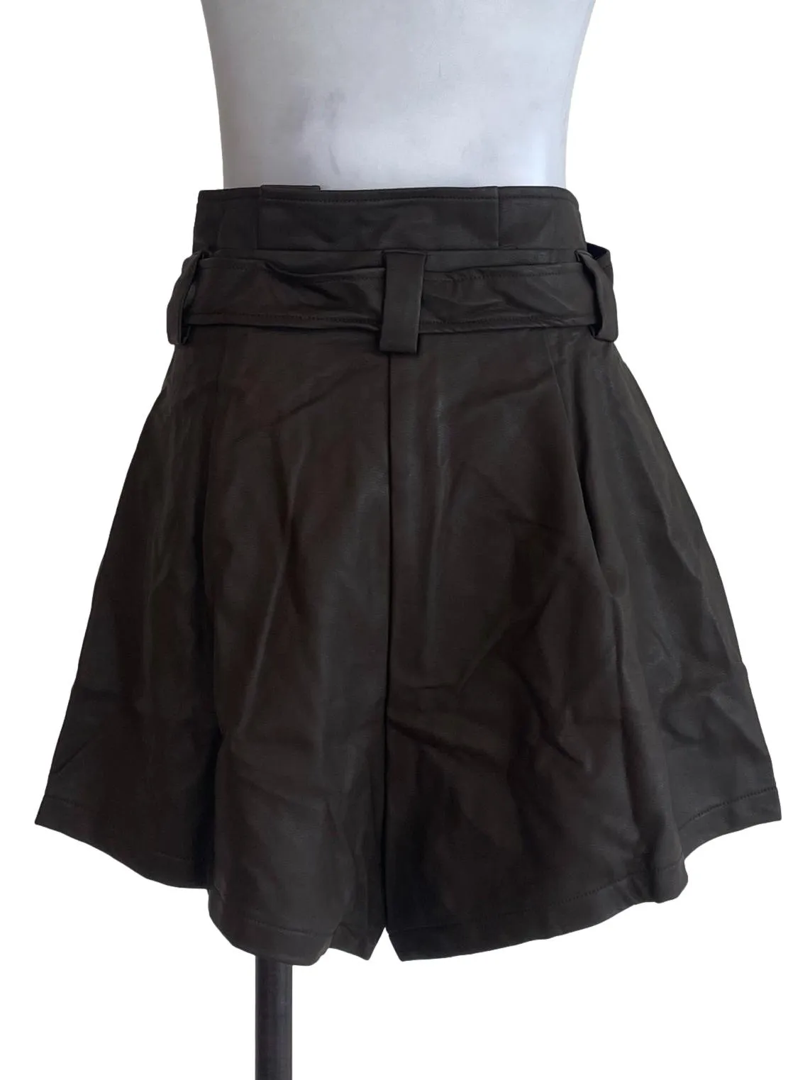 Brown Faux Leather Shorts