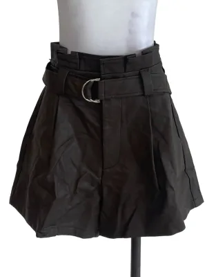 Brown Faux Leather Shorts