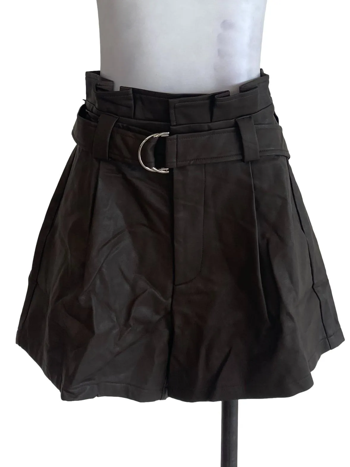 Brown Faux Leather Shorts
