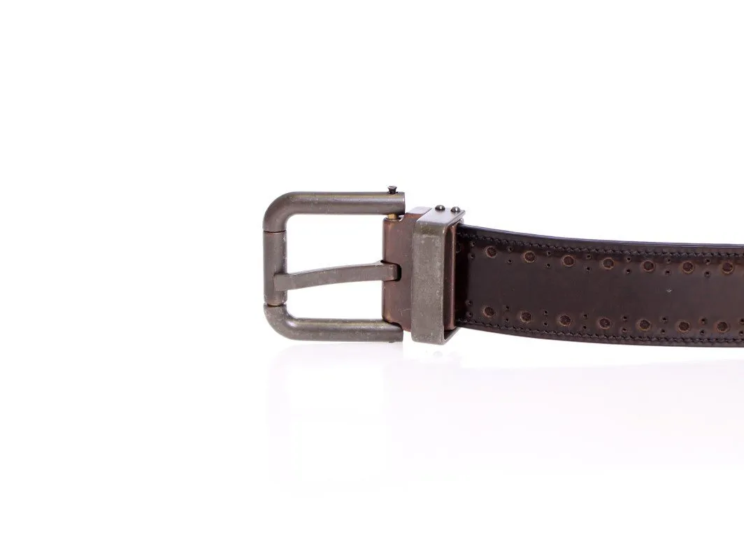 Brown Leather Logo Belt