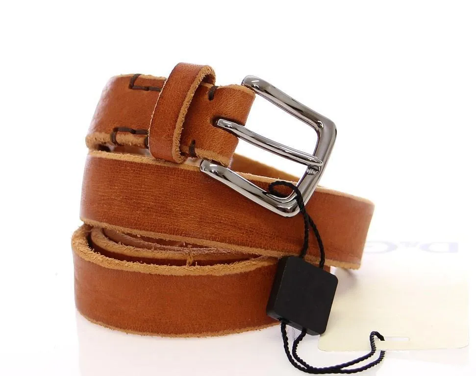 Brown Leather Logo Belt