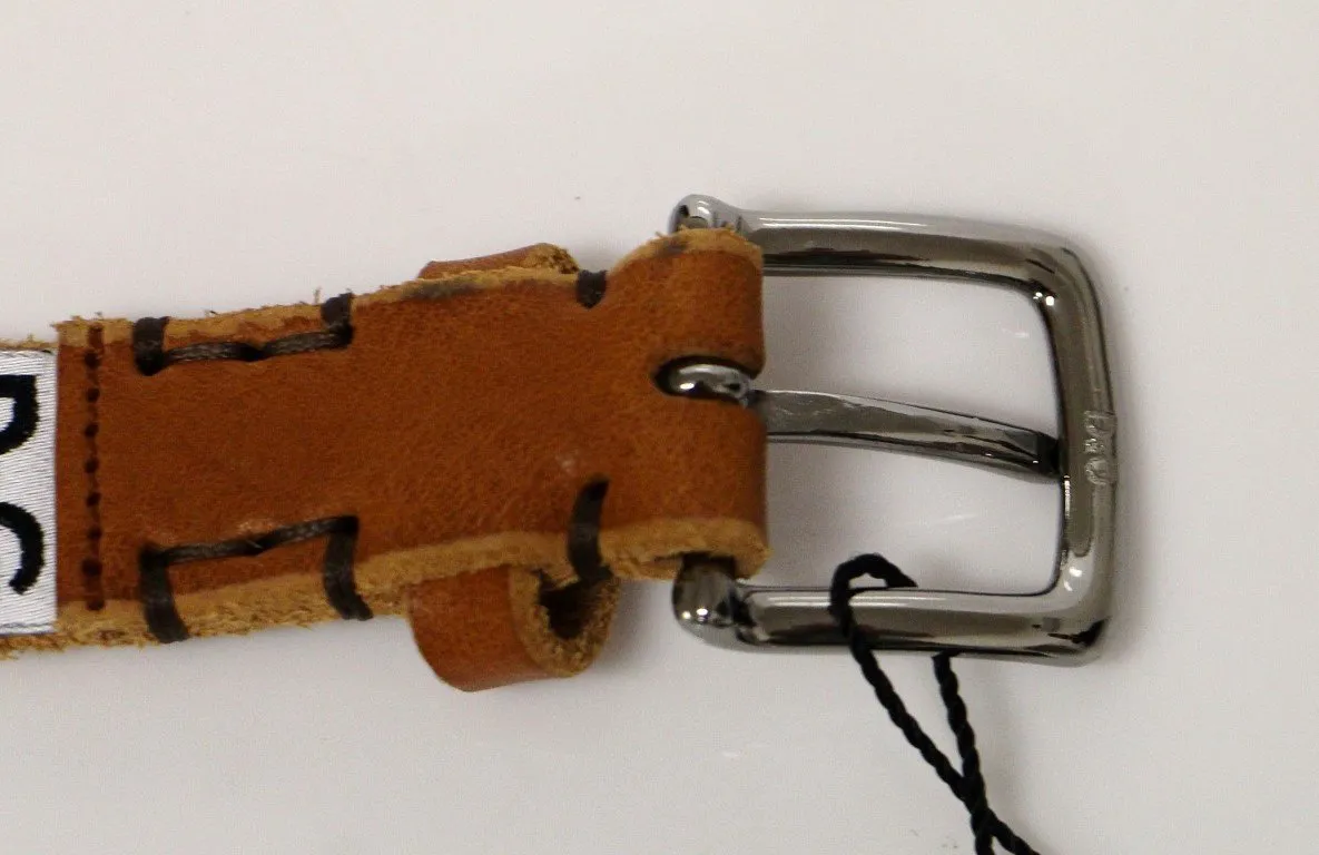 Brown Leather Logo Belt