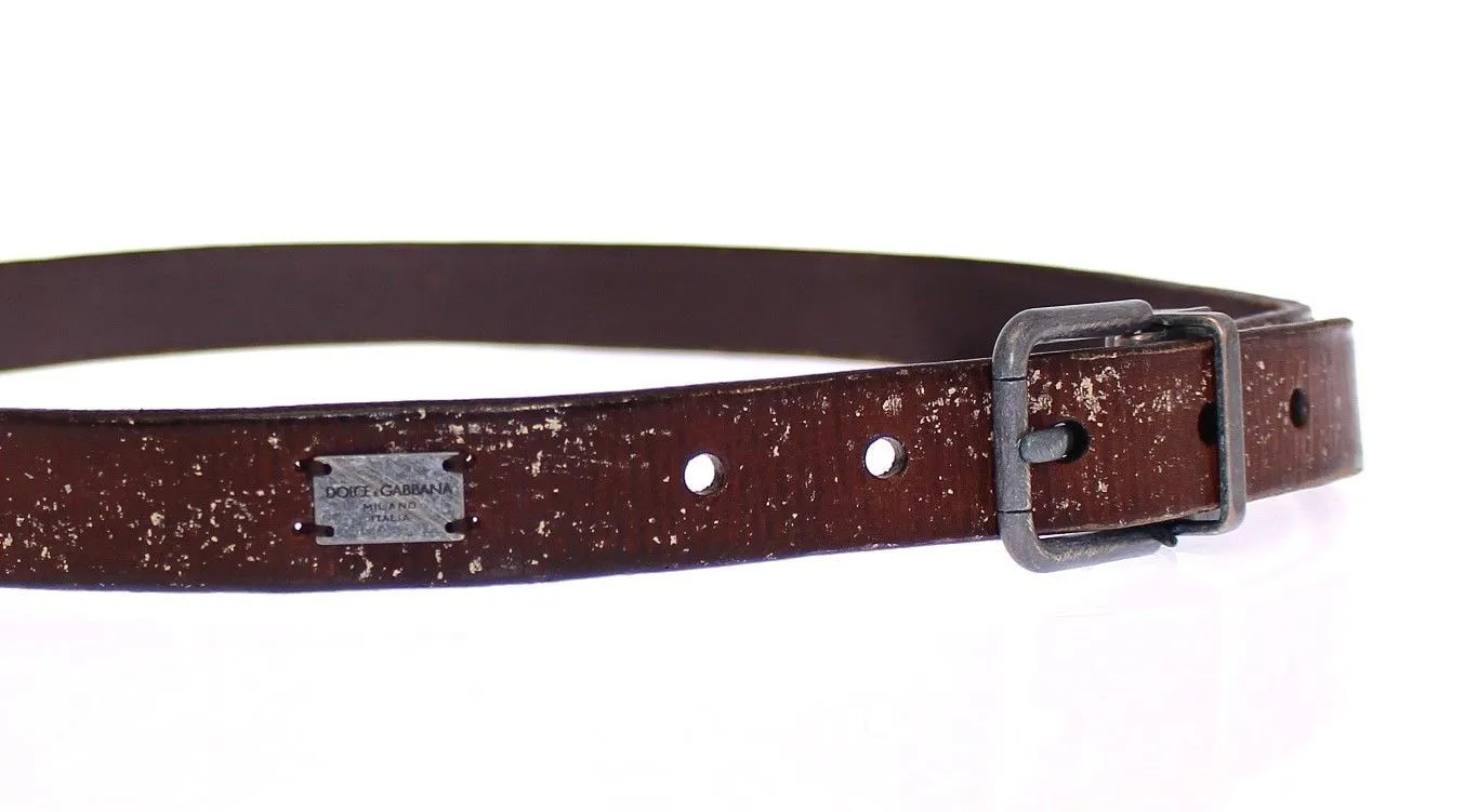 Brown Leather Logo Belt