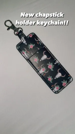 Bull skull chapstick holder