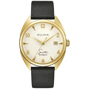 Bulova Men's Frank Sinatra 'Fly Me To The Moon' Black Leather Strap Watch 97B196