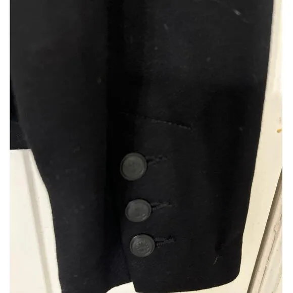 Cabi New Black Tudor Style 3376 Ponte Knit Blazer Jacket Faux Leather Trim  Lrg