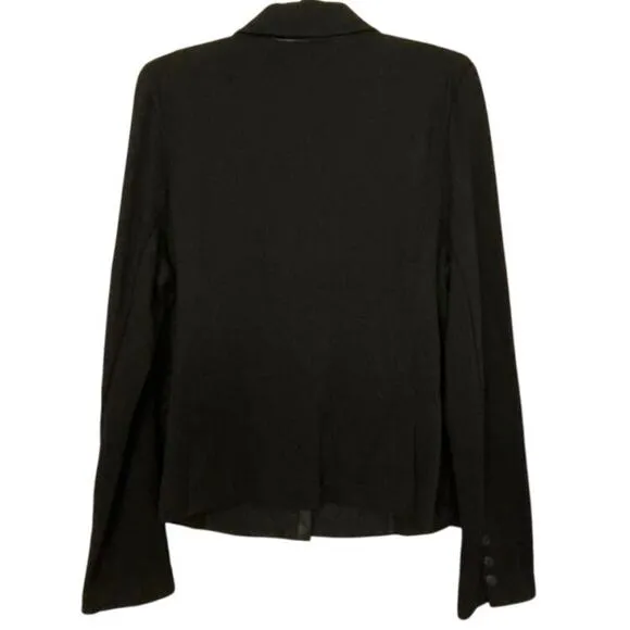 Cabi New Black Tudor Style 3376 Ponte Knit Blazer Jacket Faux Leather Trim  Lrg