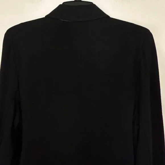 Cabi New Black Tudor Style 3376 Ponte Knit Blazer Jacket Faux Leather Trim  Lrg
