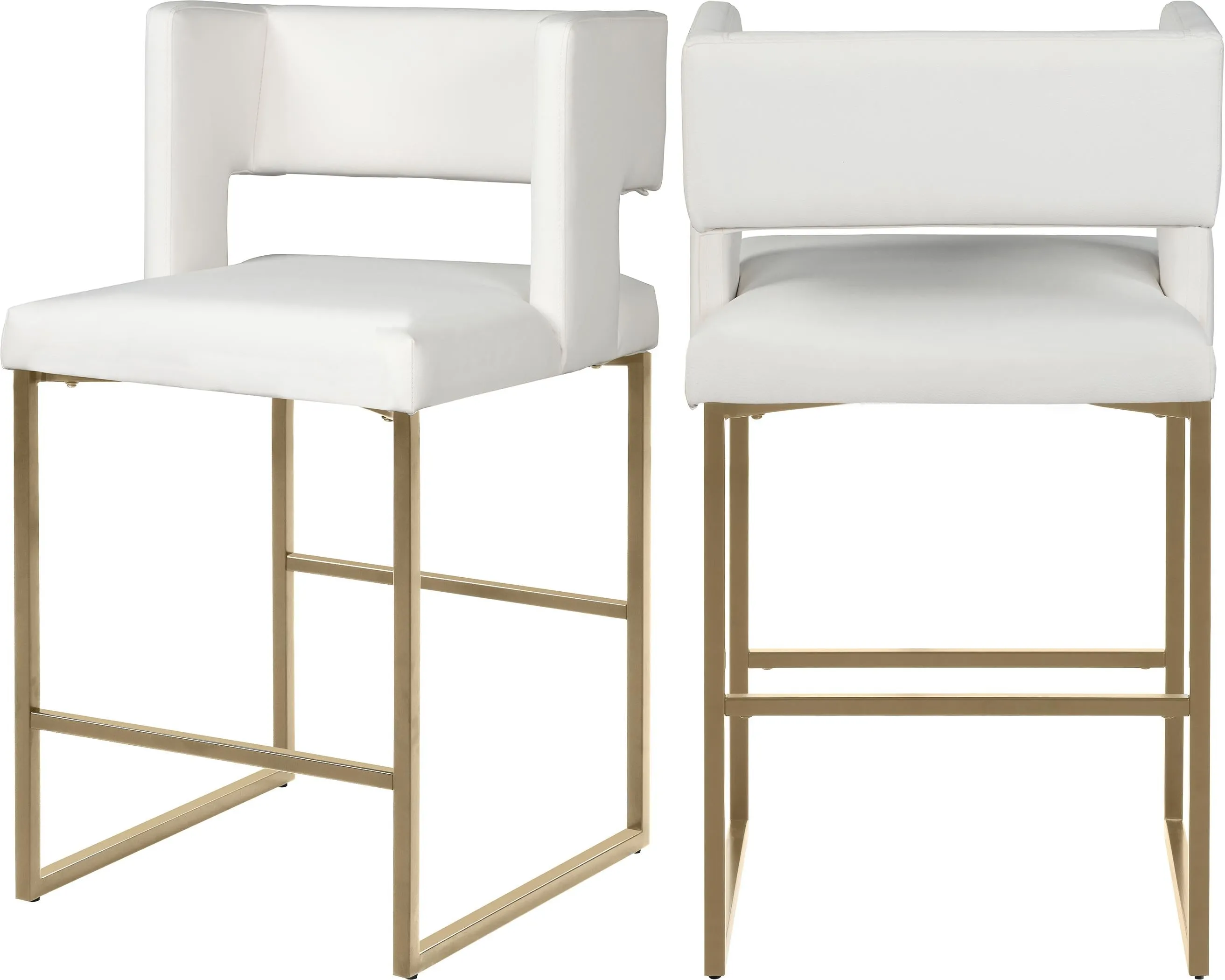 Caleb White Faux Leather Counter Stool