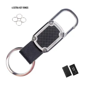 Car Key Chain Detachable Carabiner Key Chain Rings Stainless Steel Heavy Duty Leather Key Holder Organizer Home Car Keychain Clip Hook Best Gift for Business Men and Women with 4 Extra Key Rings