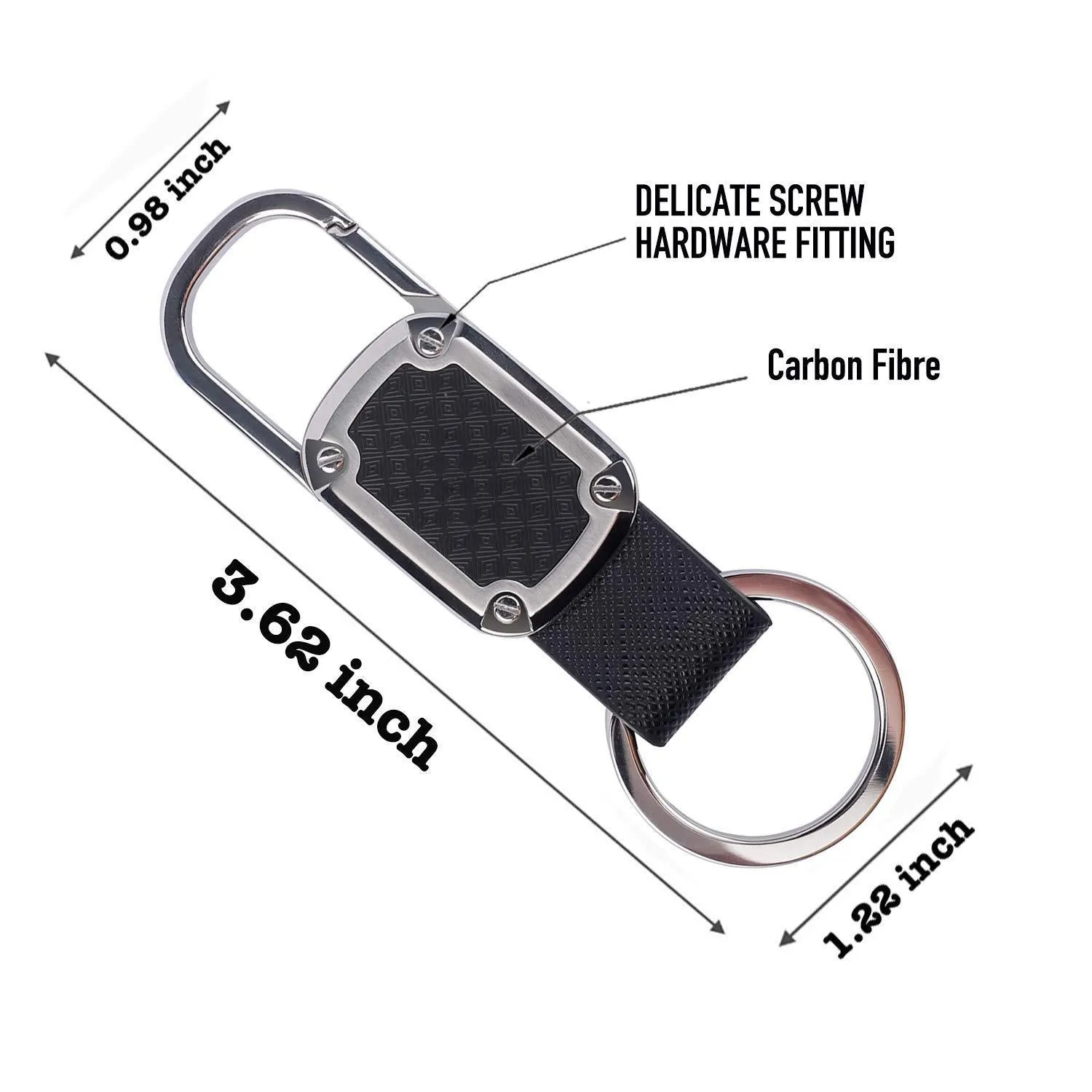 Car Key Chain Detachable Carabiner Key Chain Rings Stainless Steel Heavy Duty Leather Key Holder Organizer Home Car Keychain Clip Hook Best Gift for Business Men and Women with 4 Extra Key Rings