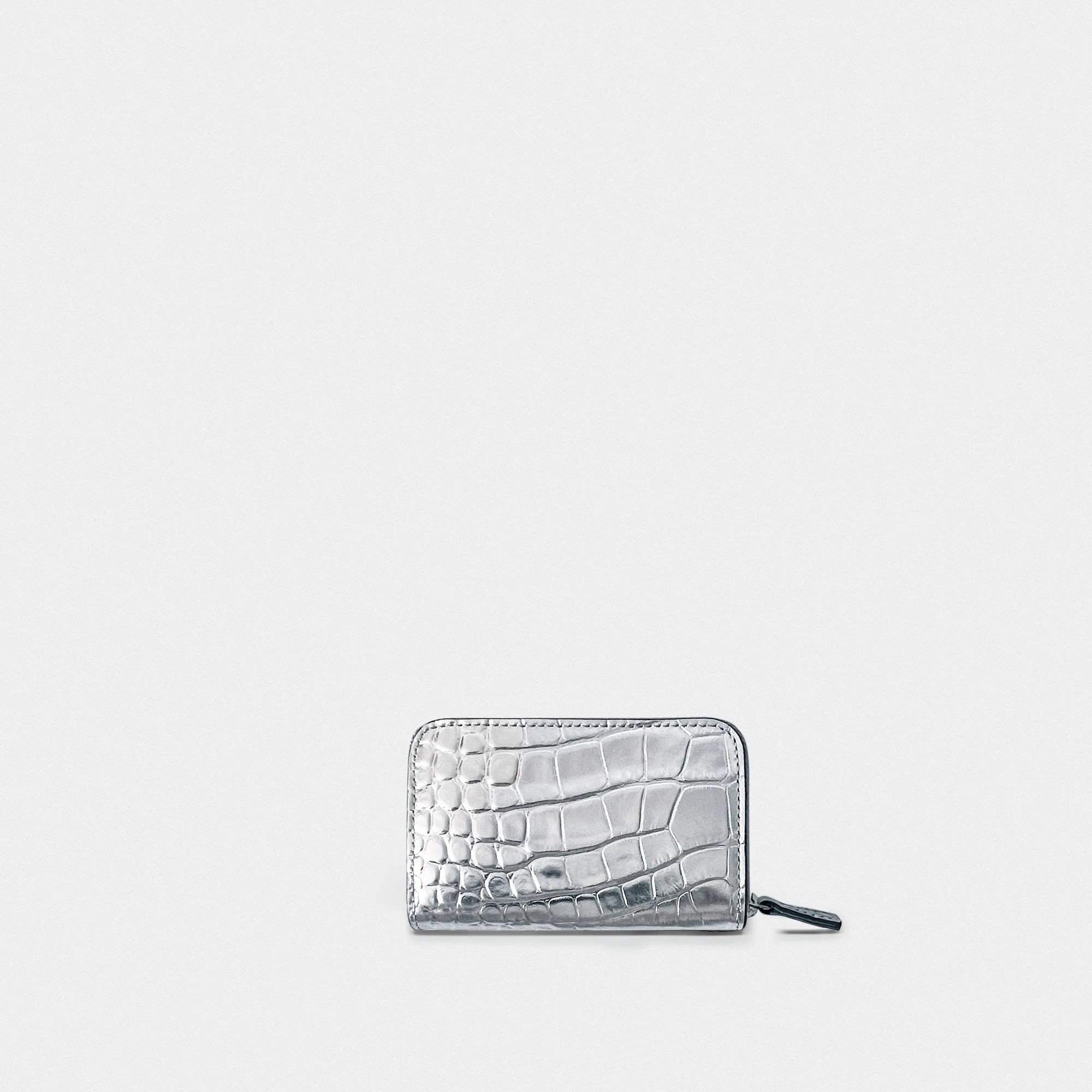 Card holder embossed croc silver