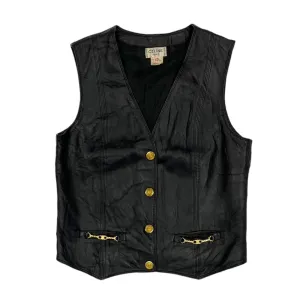 Celine Black Leather Logo Vest