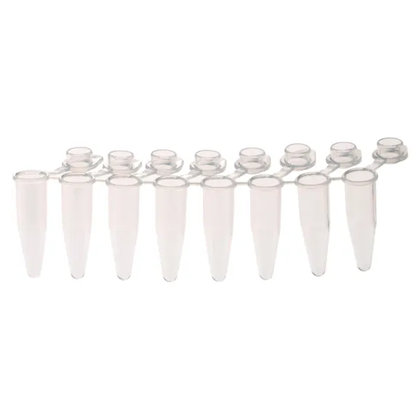 Celltreat 230463 PCR 8-Strip Tubes, 0.2mL, Attached Flat Caps, Clear, 120/pk