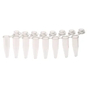 Celltreat 230463 PCR 8-Strip Tubes, 0.2mL, Attached Flat Caps, Clear, 120/pk