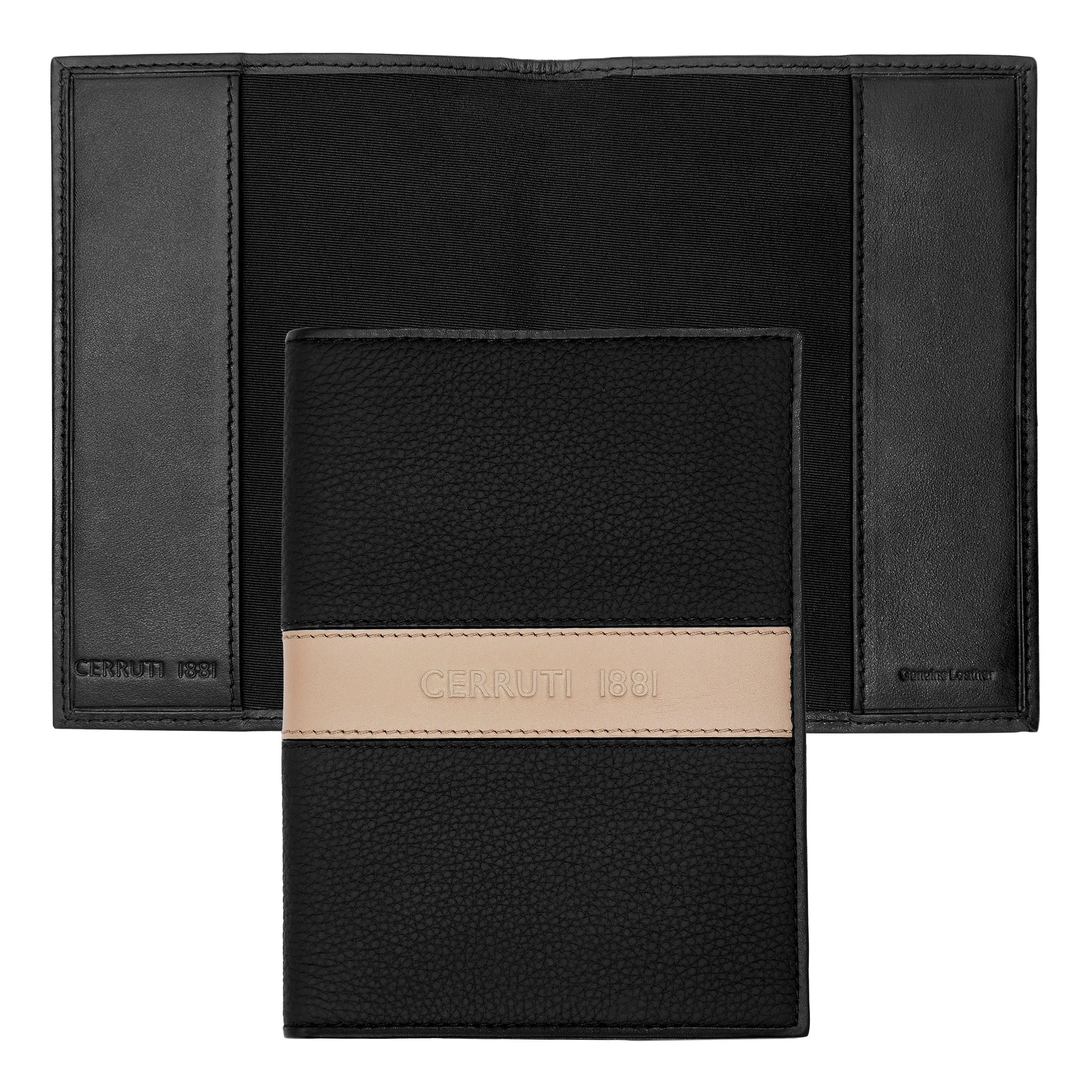 CERRUTI 1881 NLP406X - Passport holder Delano Taupe & Black
