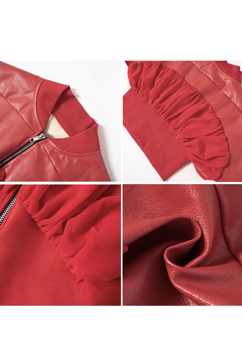 CG0481 Vegan Leather Short Sleeve Jacket