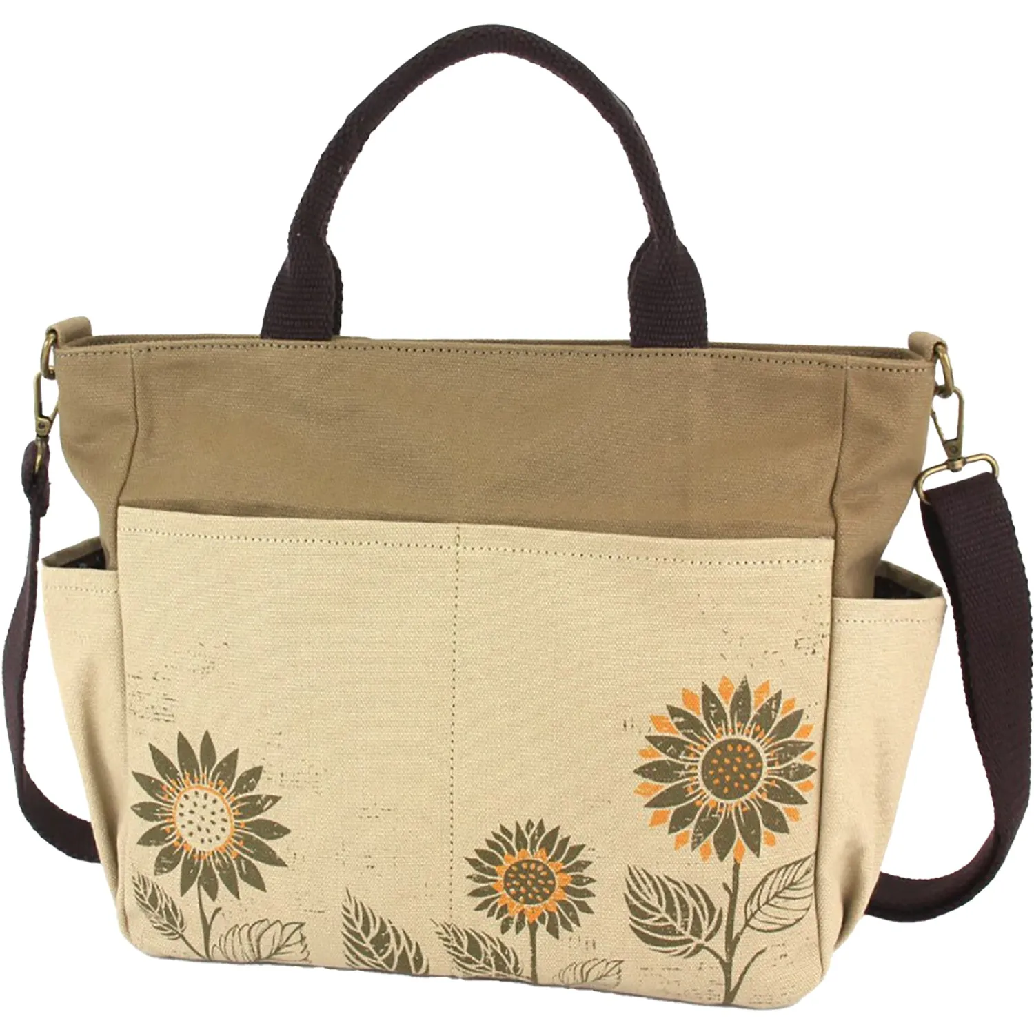 Chala Sunflower Canvas Print Pocket Tote Sand