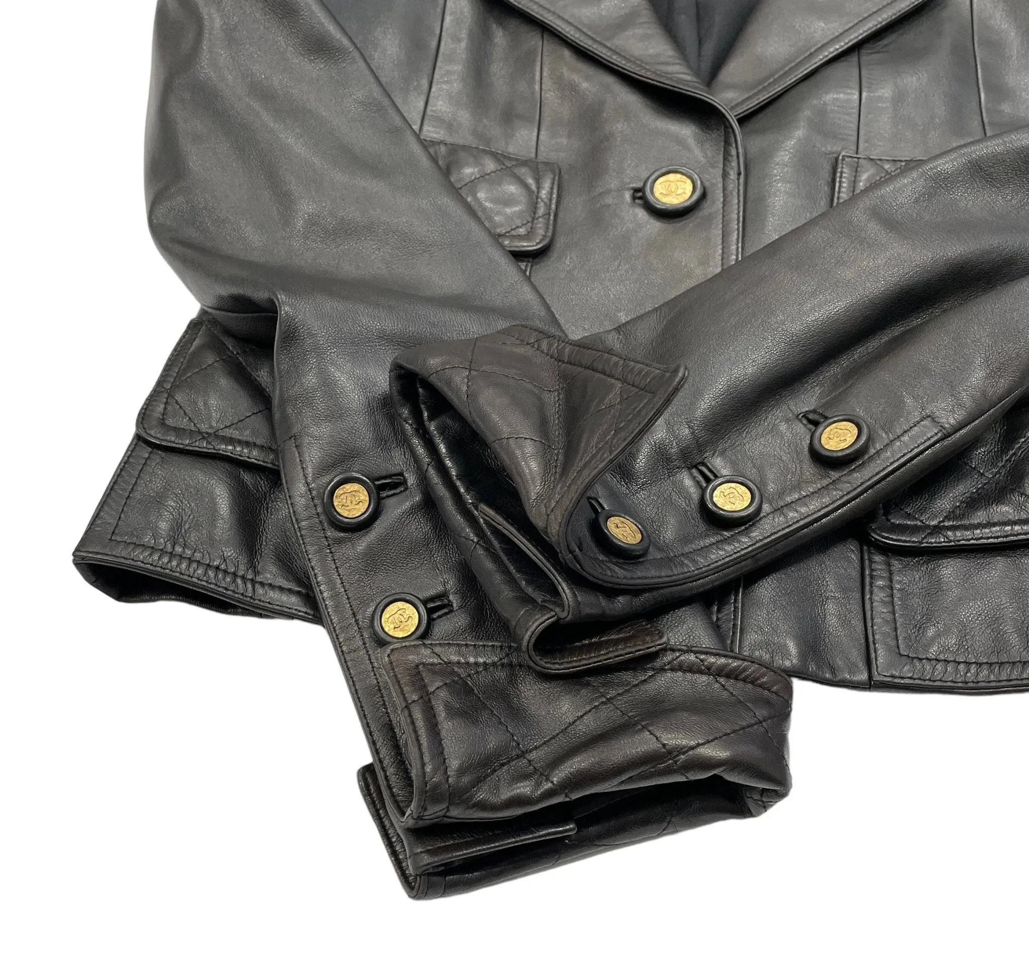 Chanel Black Leather Logo Jacket