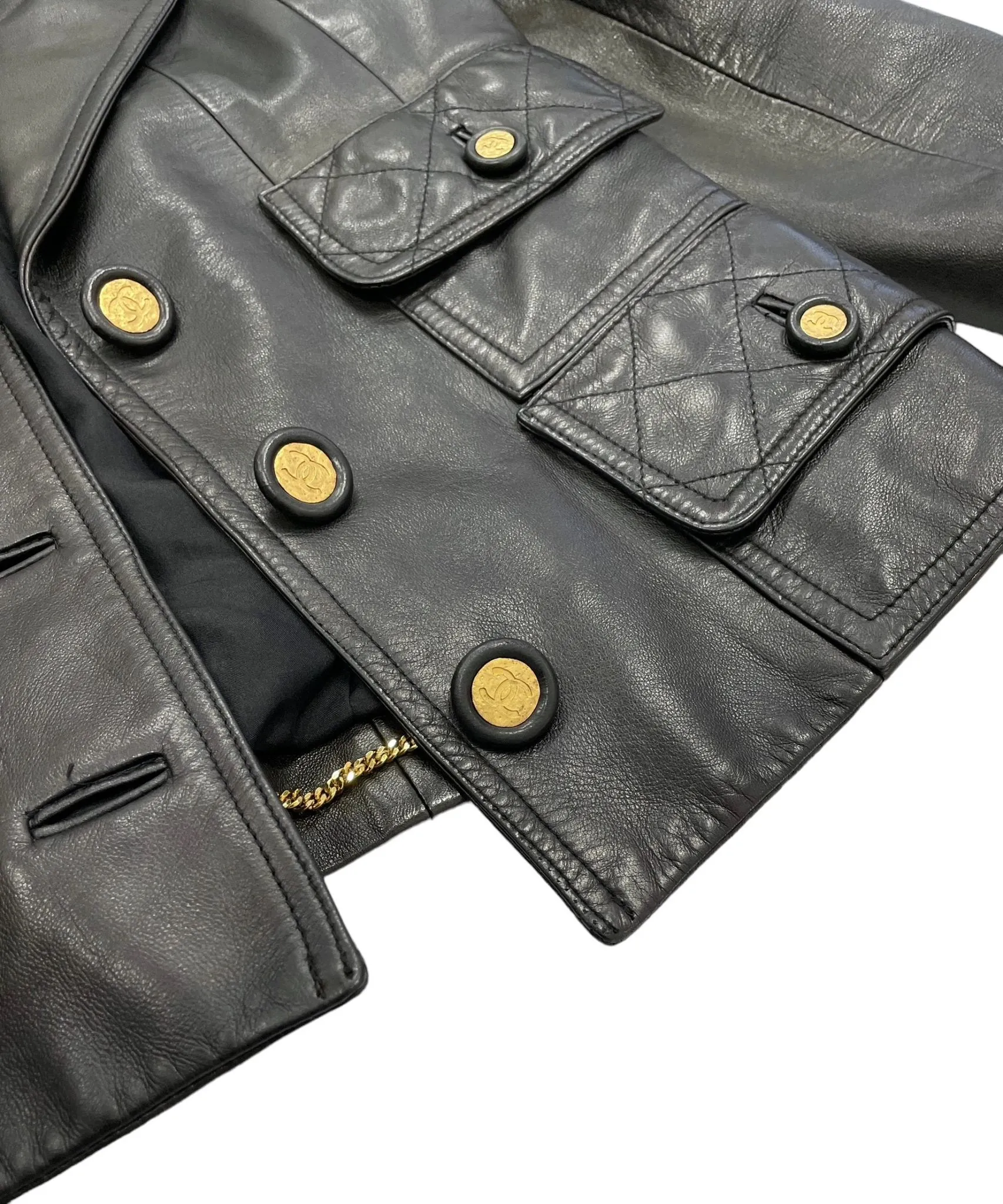 Chanel Black Leather Logo Jacket
