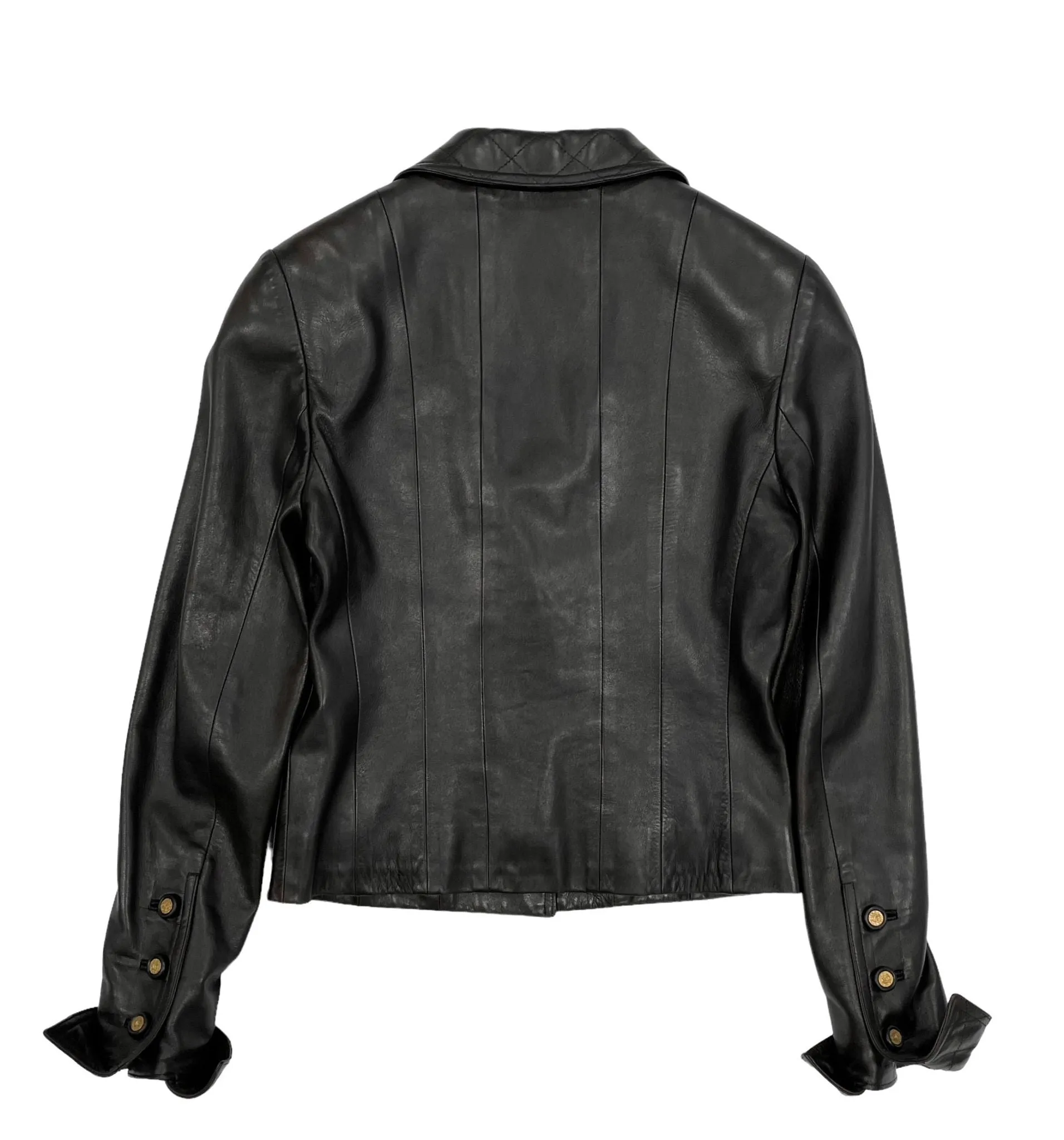 Chanel Black Leather Logo Jacket