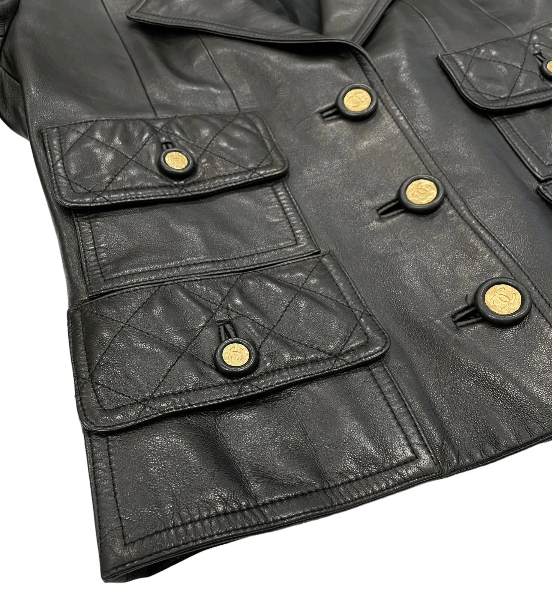 Chanel Black Leather Logo Jacket