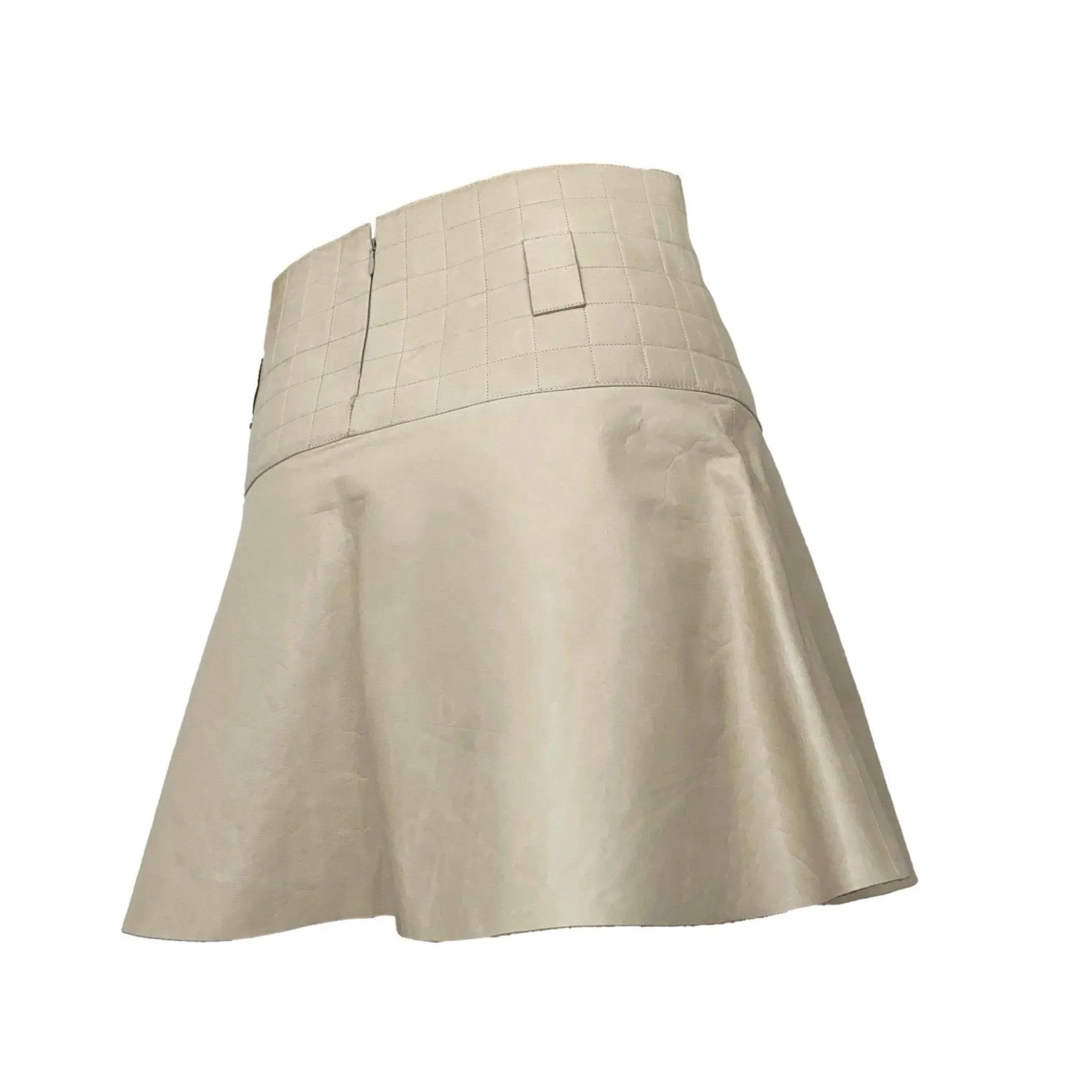 Chanel Cream Leather Logo Skirt