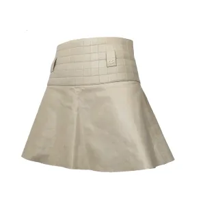 Chanel Cream Leather Logo Skirt