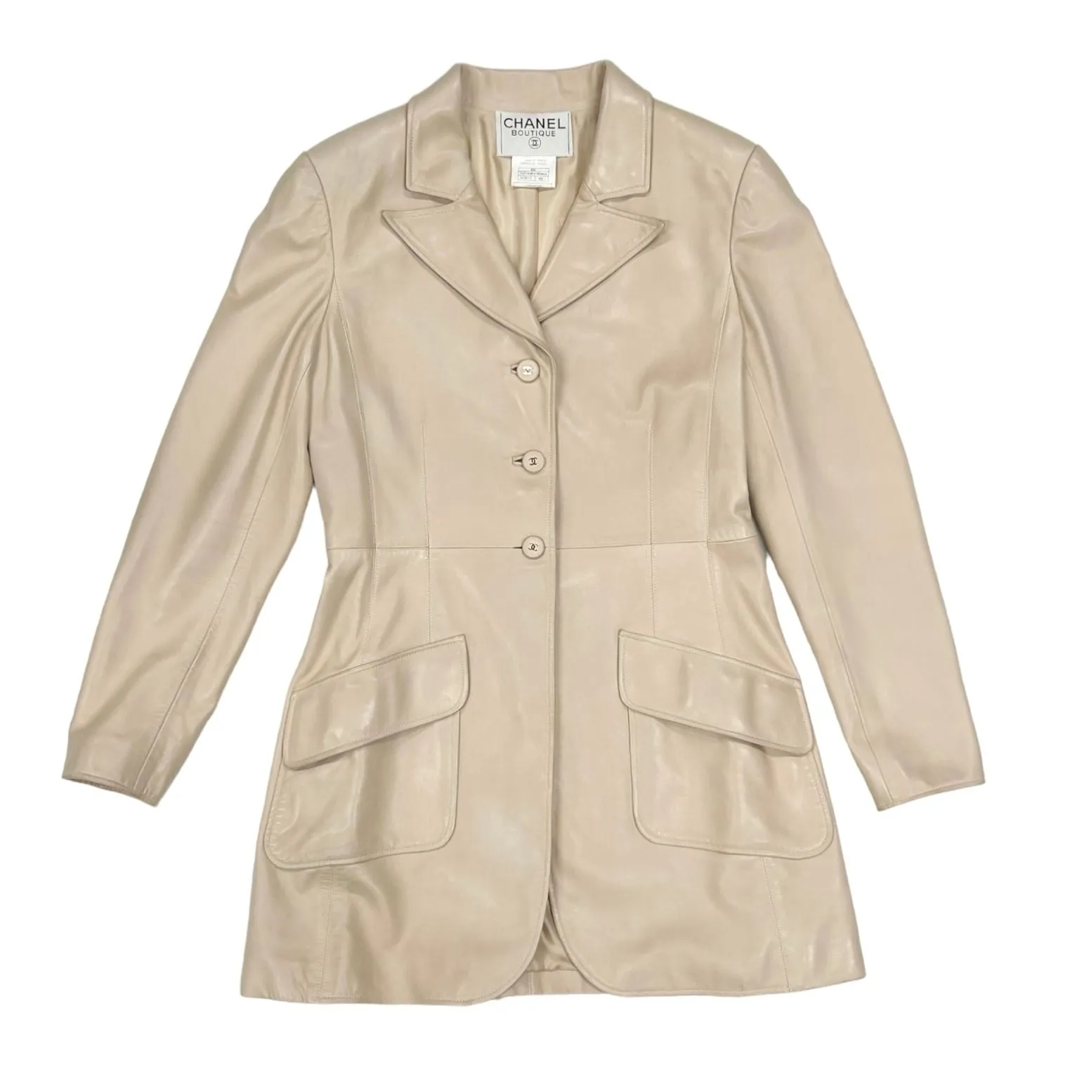 Chanel Nude Logo Leather Logo Jacket