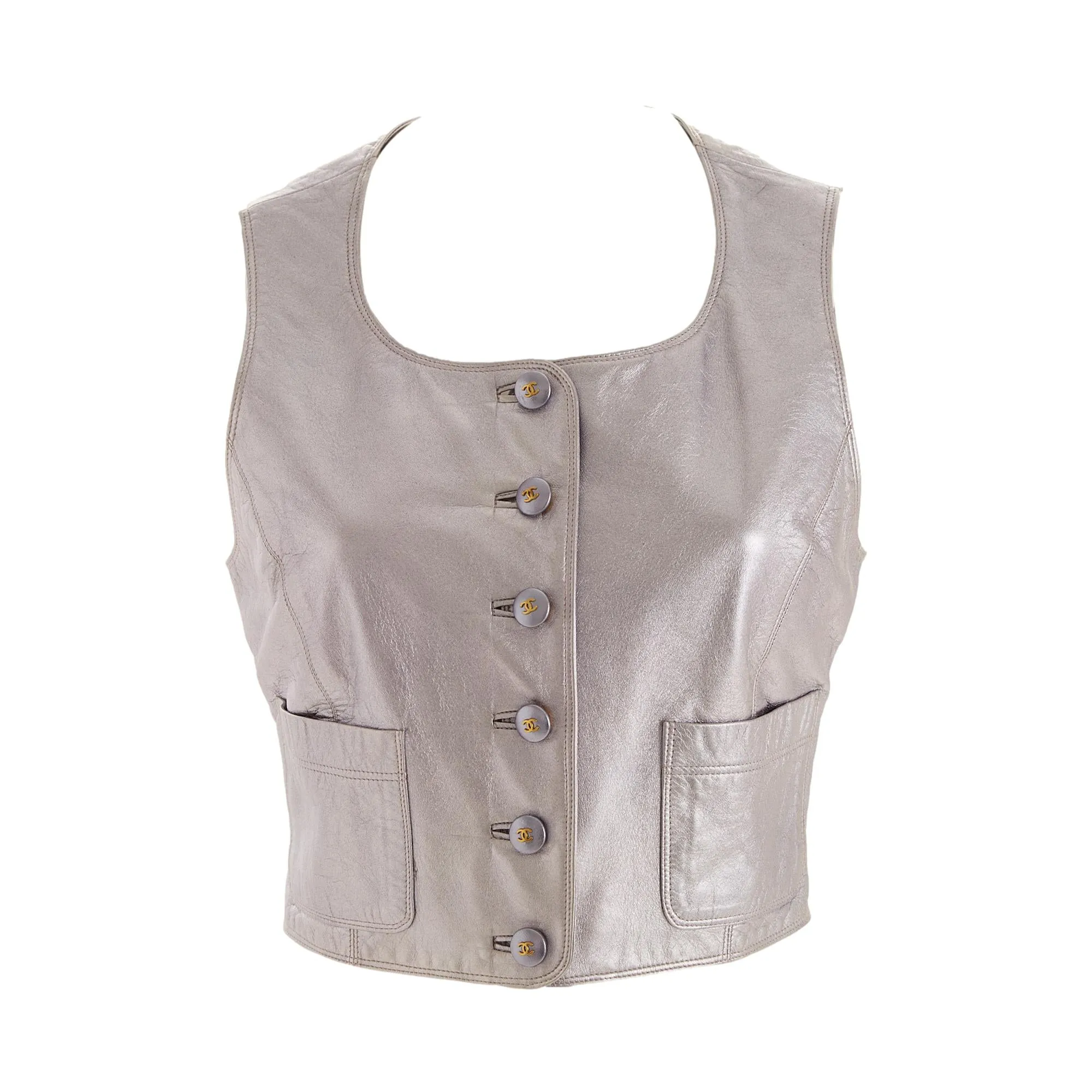 Chanel Purple Logo Leather Vest