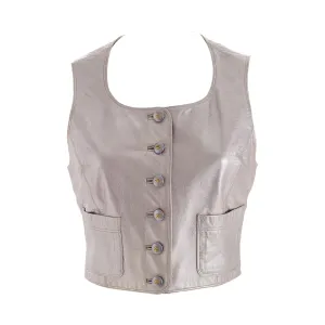 Chanel Purple Logo Leather Vest
