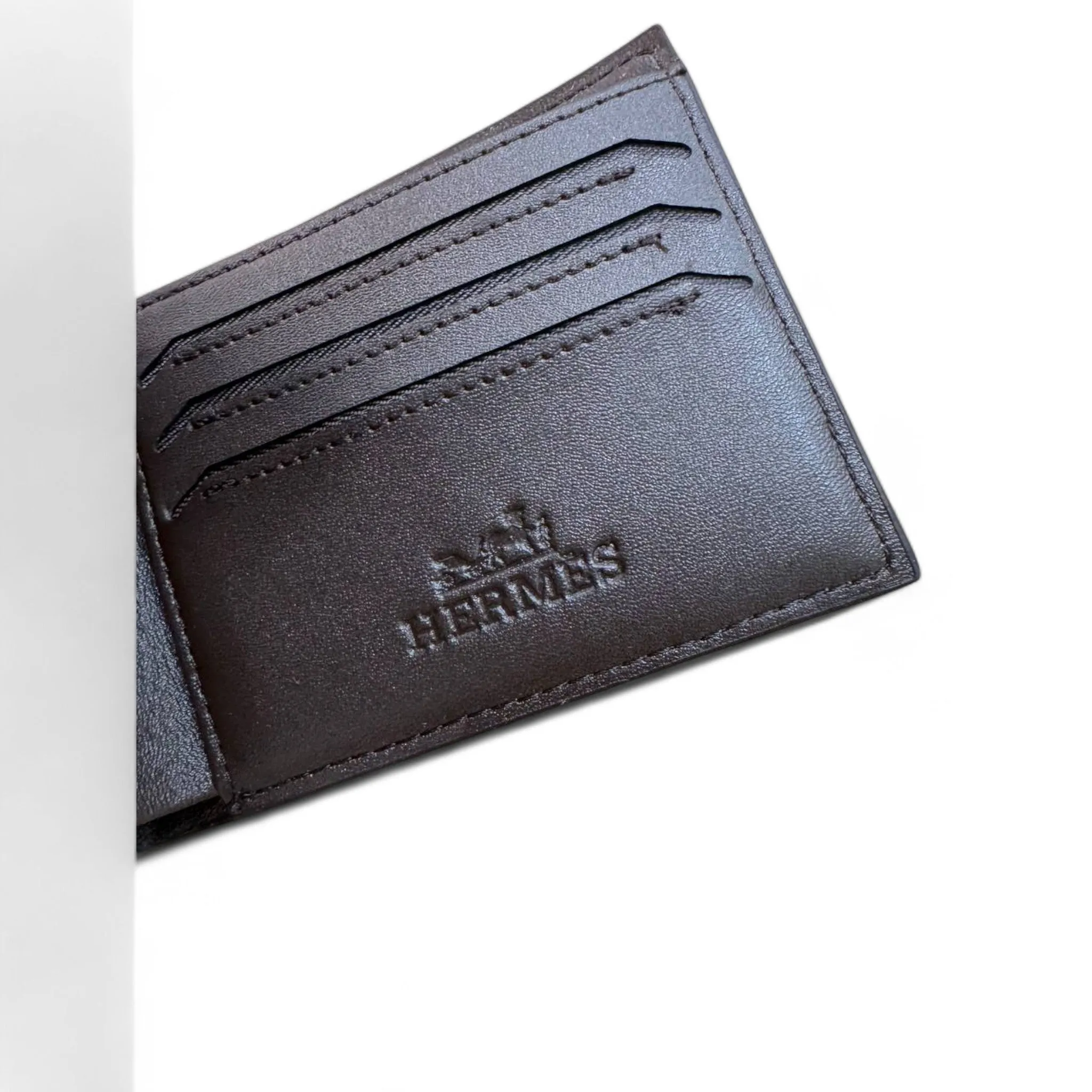 Classic Hermès Wallet in Embossed Brown Leather