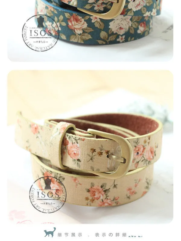 Clearance -  Mori girl blossom copper buckle belt