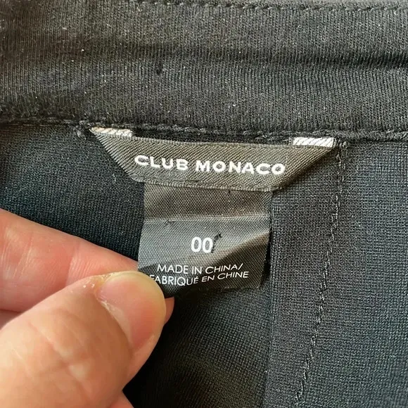 Club Monaco black mini ruffle skirt with leather trim size 00
