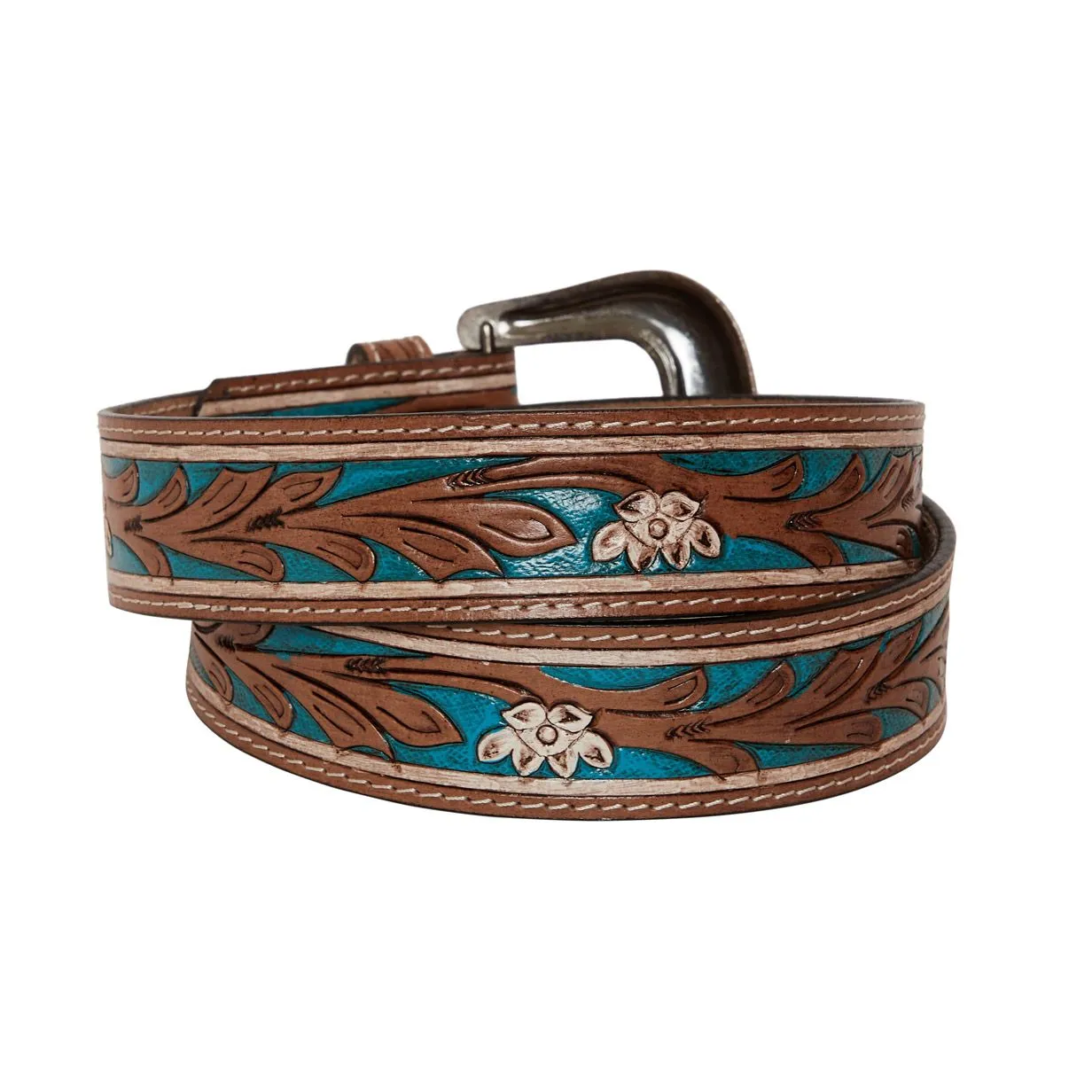 Cobalt Sea Hand-Tooled Leather Belt