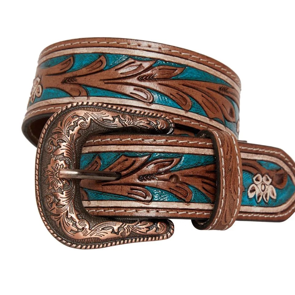 Cobalt Sea Hand-Tooled Leather Belt