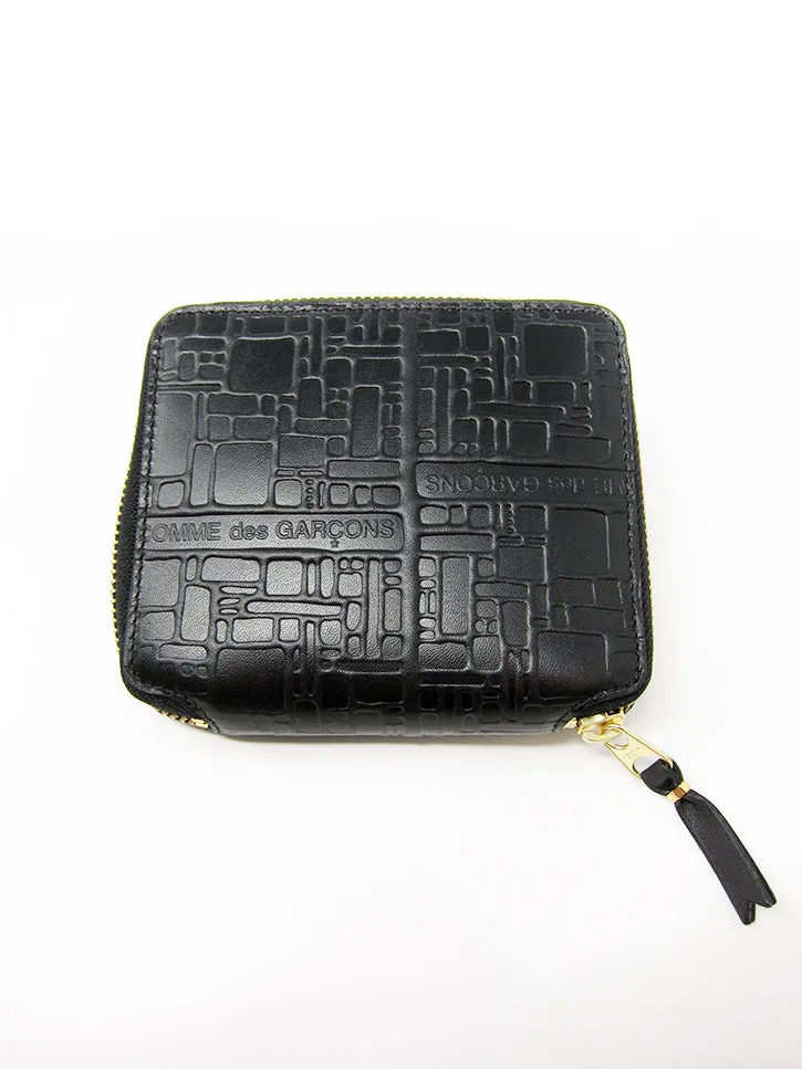 Comme des Garçons Embossed Logotype, Medium Zip Wallet, Black