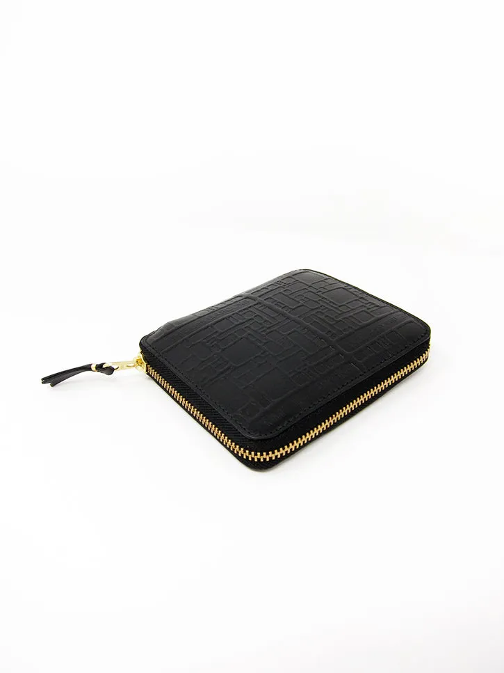 Comme des Garçons Embossed Logotype, Medium Zip Wallet, Black