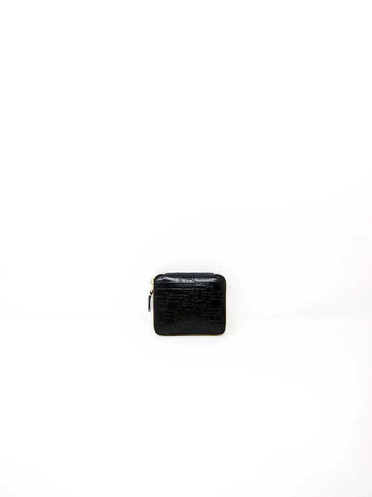 Comme des Garçons Embossed Logotype, Medium Zip Wallet, Black