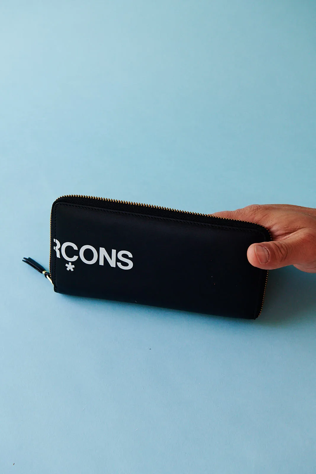 Comme des Garçons Huge Logo Zip Around Travel Wallet (Black)