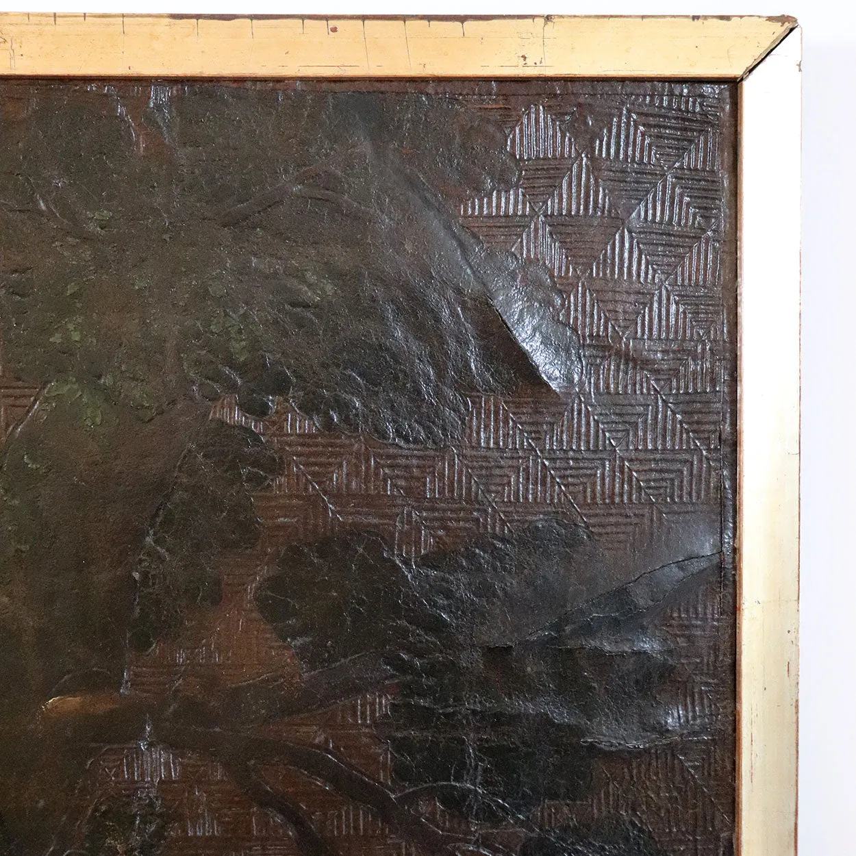 Continental Embossed Leather Oil Painting Mounted on Canvas, Grape Harvest (Les Vendanges)