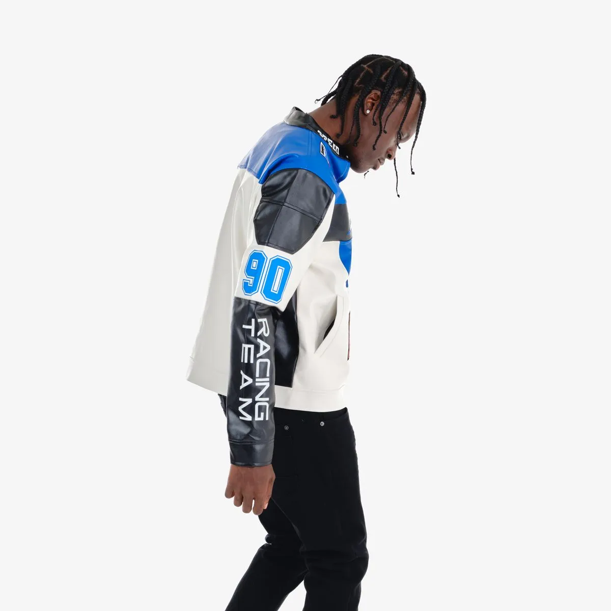 Copper Rivet - Black/White Speed Moto PU Jacket