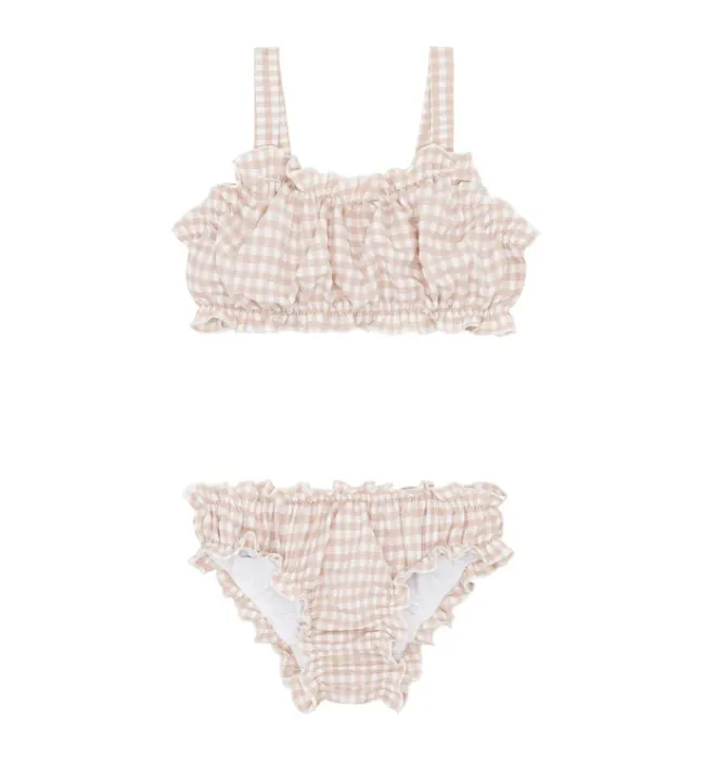 Crinkle Gingham Ruffle Edge Bikini