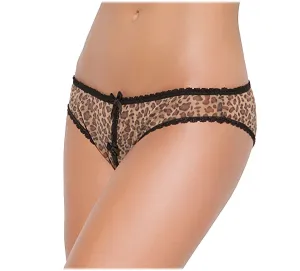 Crotchless Panty Leopard Print with Black Lace Trim