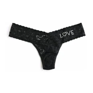 Crystal Love Low Rise Thong - Black - One Size