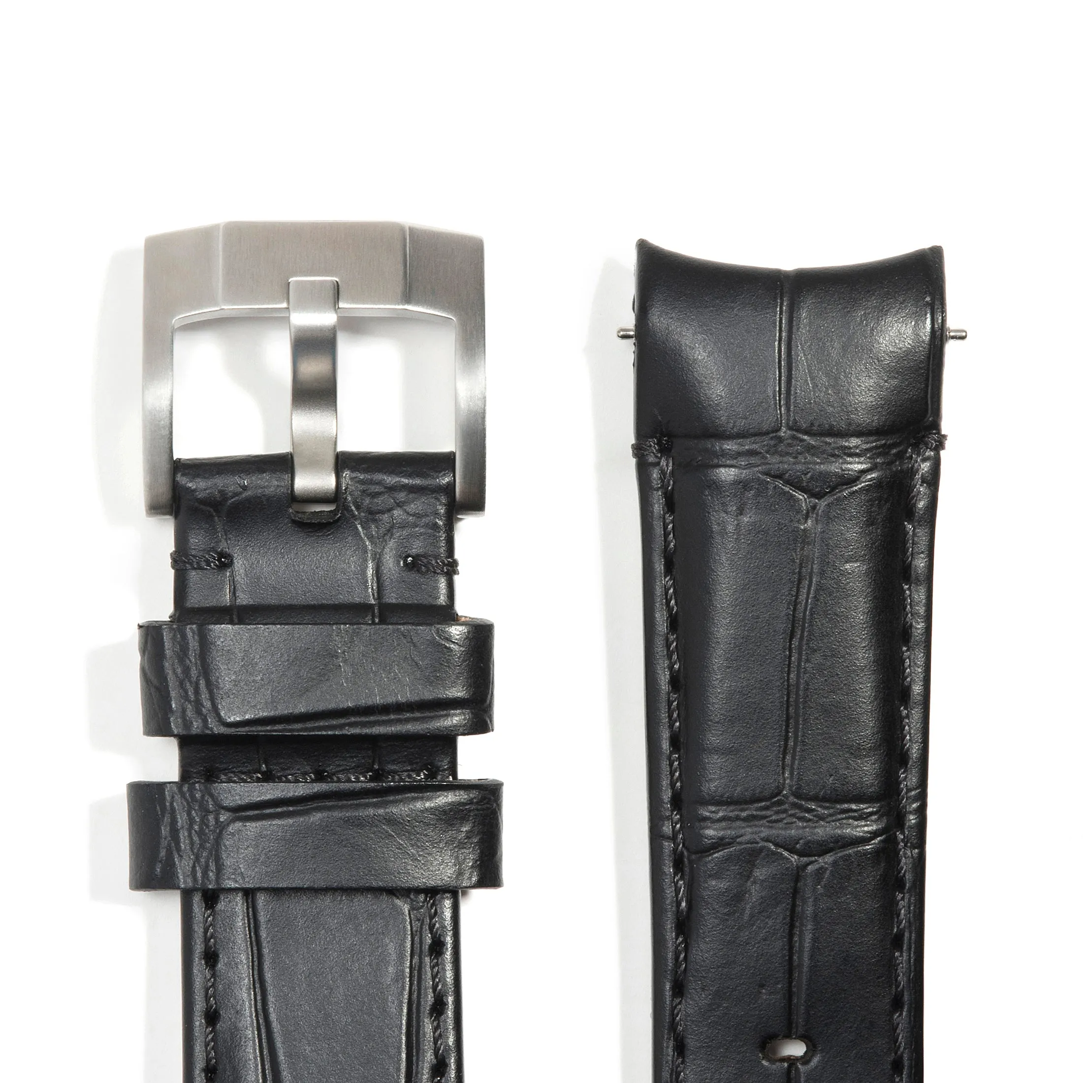 Curved End Leather Strap for Rolex Ceramic Daytona with Tang Buckle